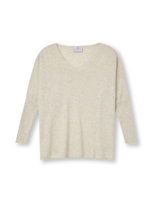 V-neck Cape Sweater | beige melange