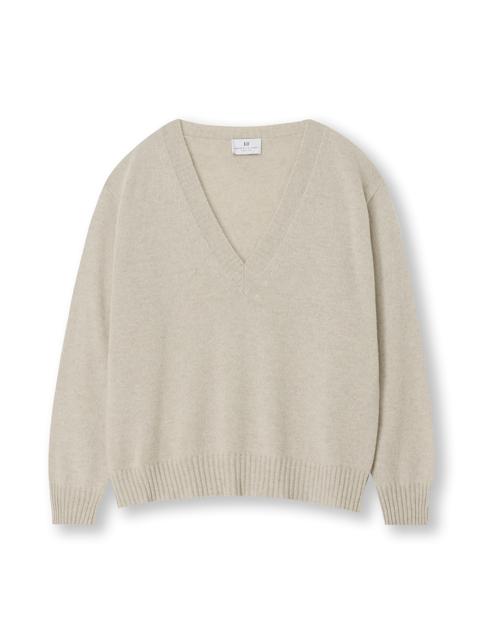 Beige v cheap neck sweater