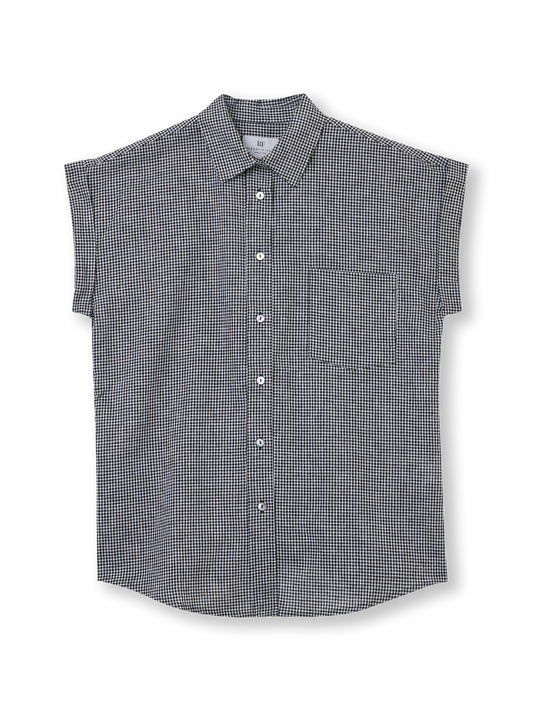 Blouse Vichy short sleeves | black/white
