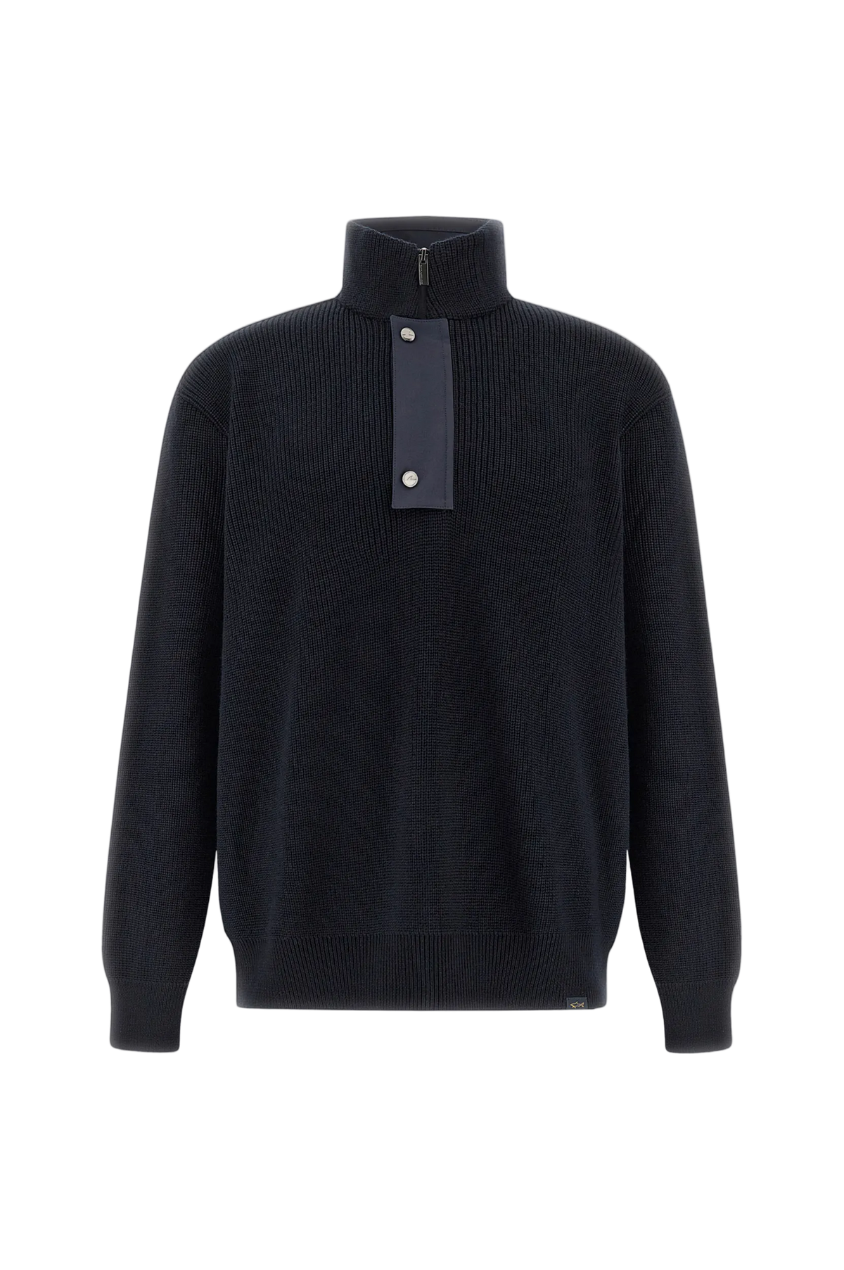 MEN'S KNITTED WOOL POLYESTER ZIPPED SWEATER | BLUE