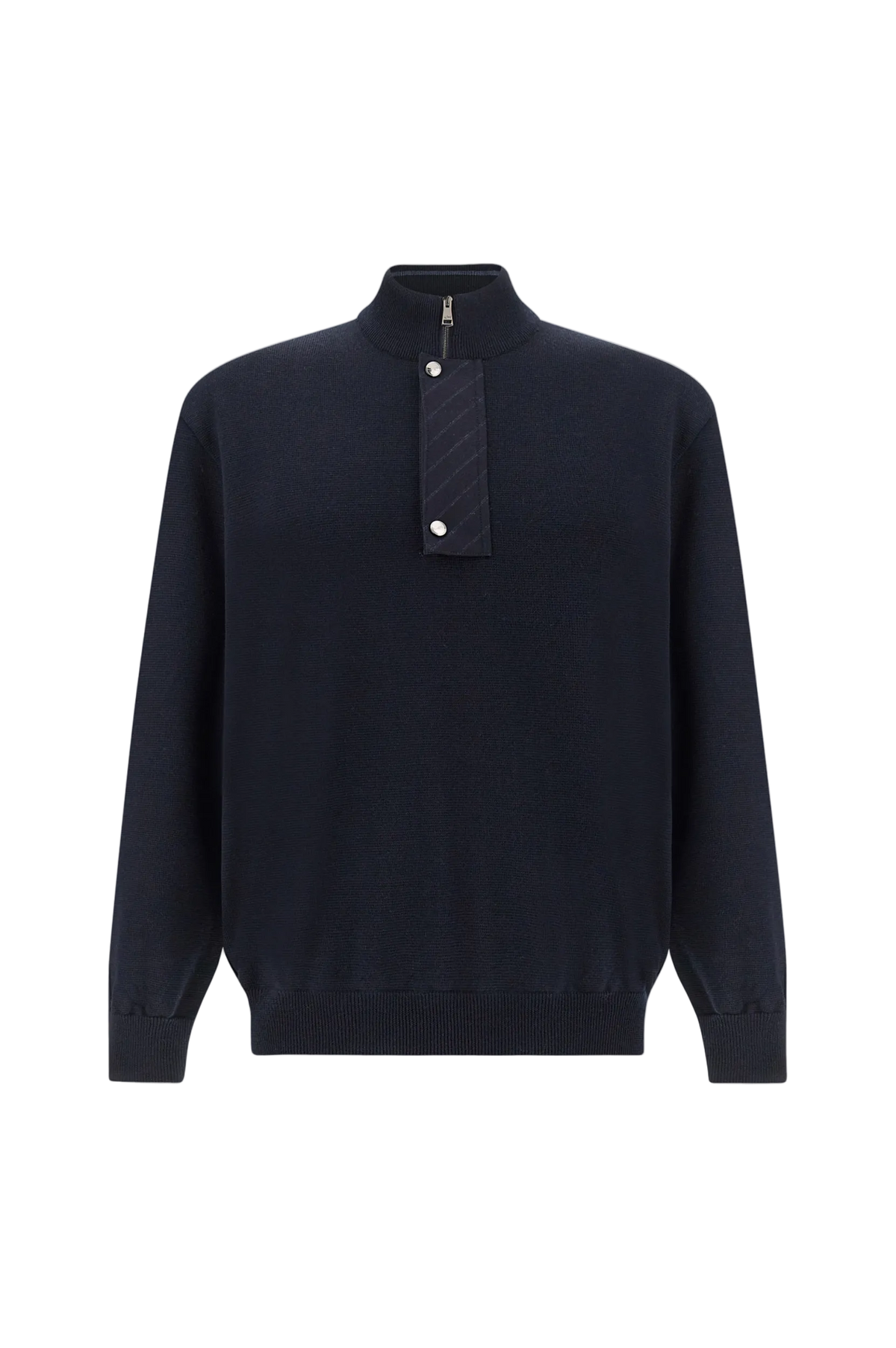 MEN'S KNITTED WOOL ZIPPED SWEATER | BLUE