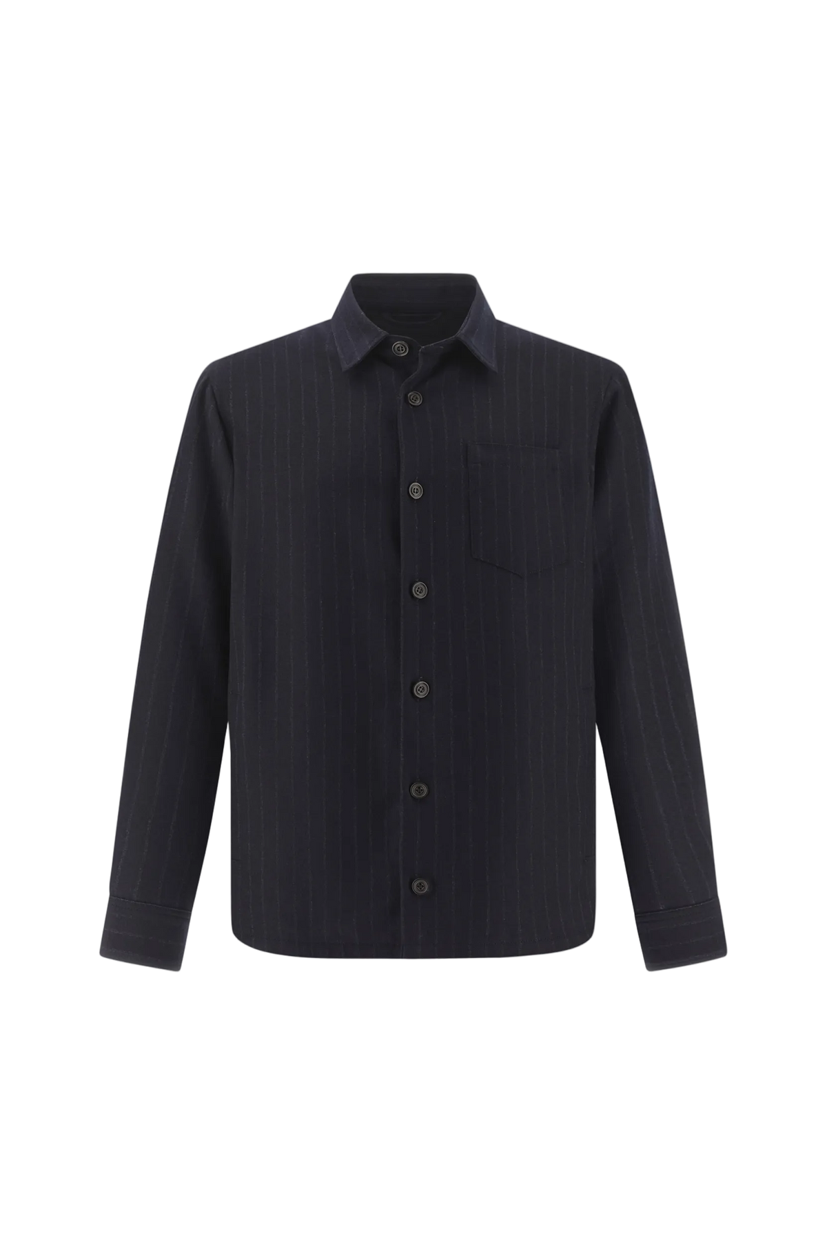 MEN'S WOVEN WOOLLEN OVERSHIRT | WHITE STRIPES ON BLU