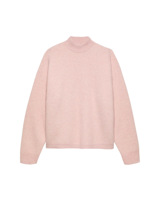 ALPACA BLEND HIGH NECK JUMPER BLUSHED PINK | Pink