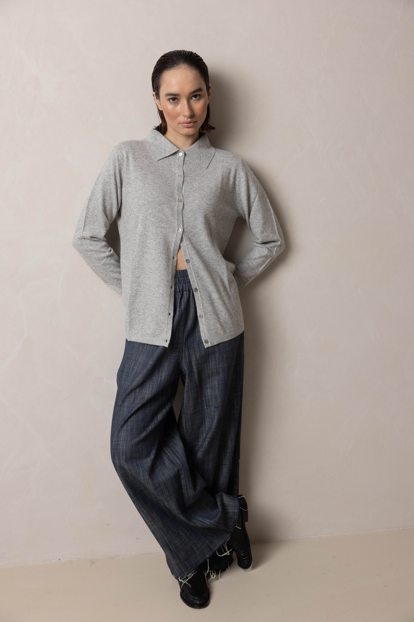 Polo Short Cardigan | grey