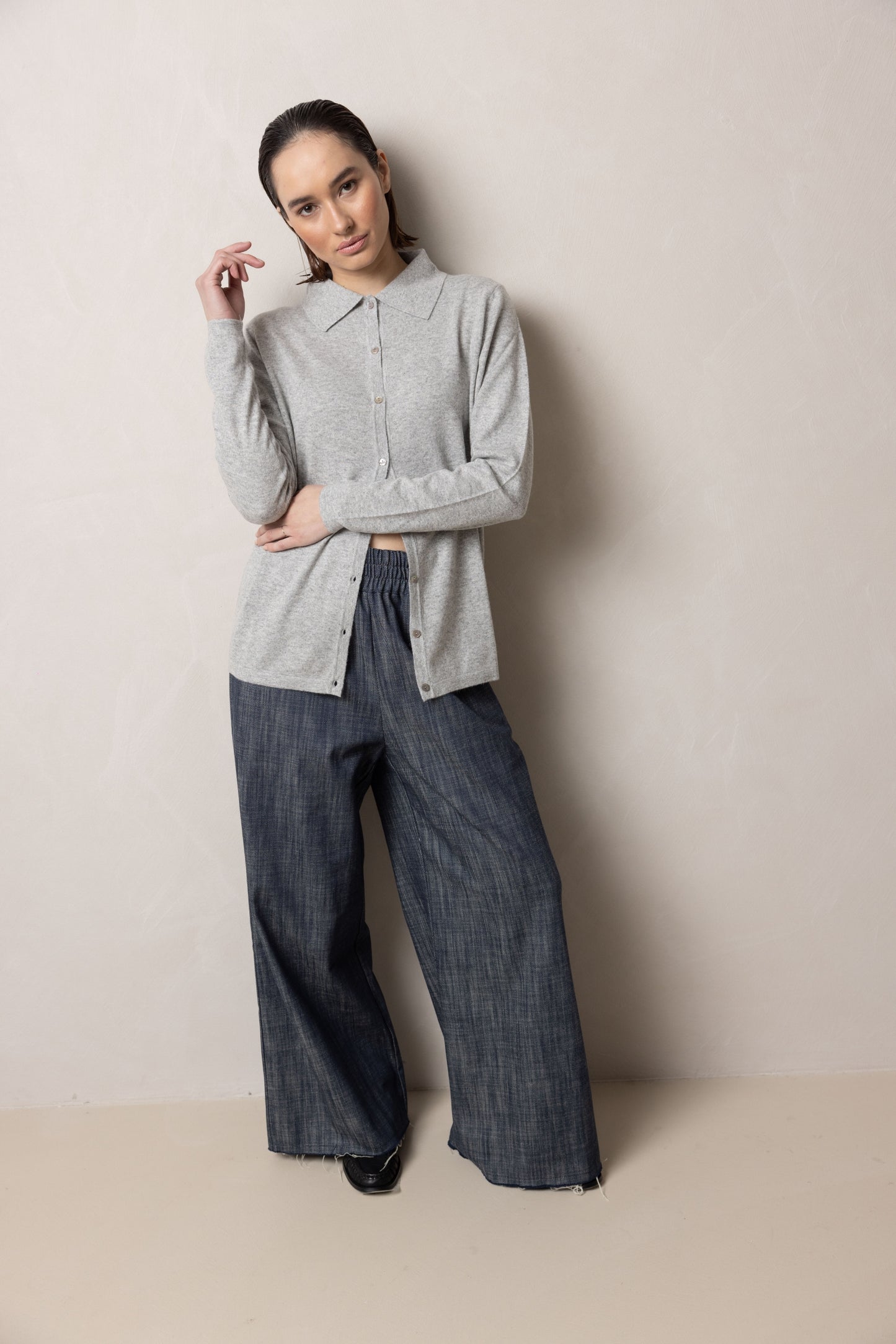 Polo Short Cardigan | grey