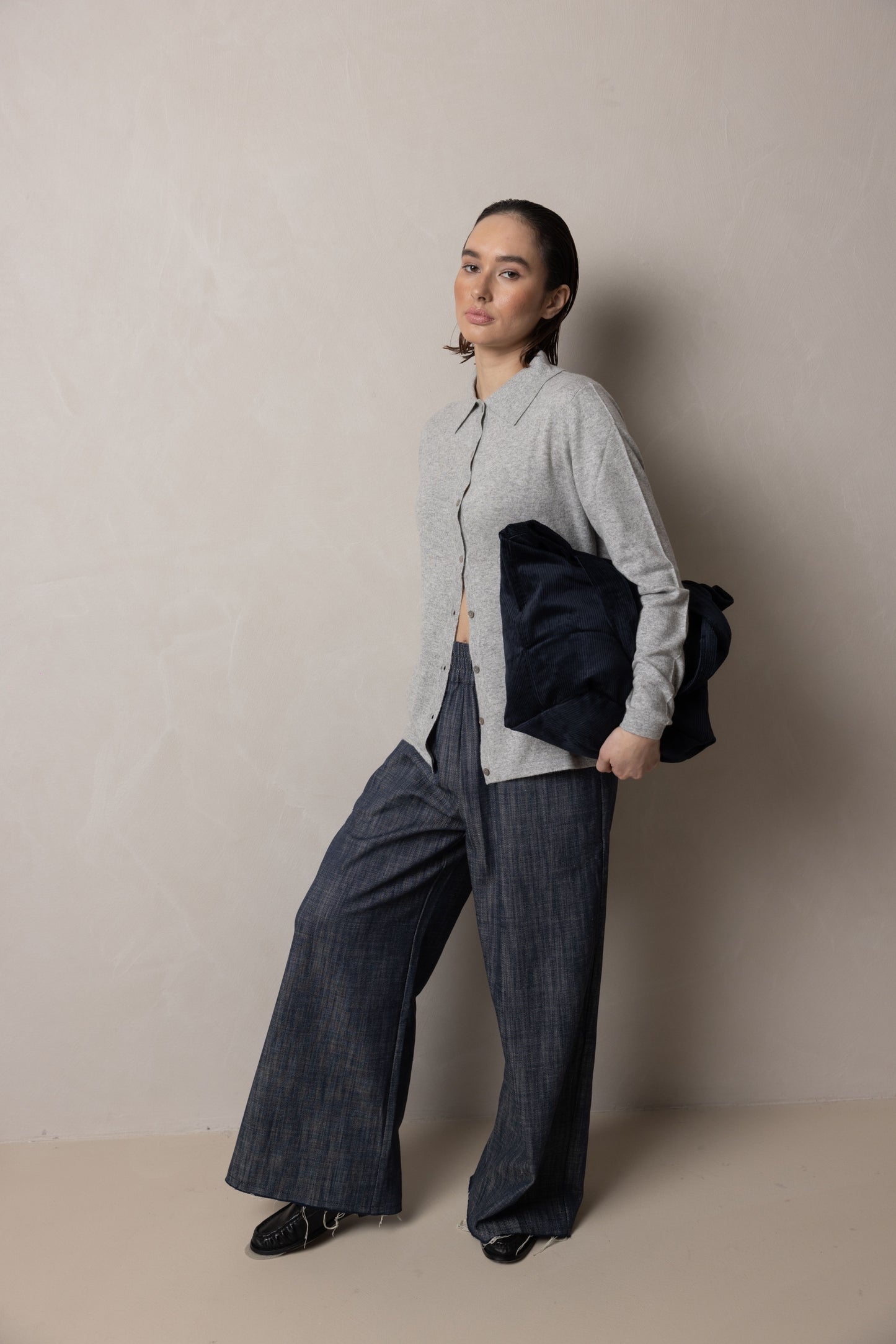 Polo Short Cardigan | grey