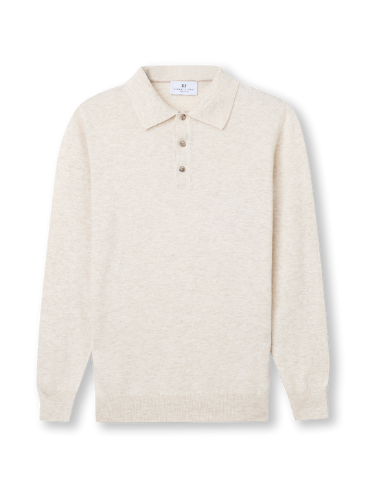 Polo longsleeve | beige melange