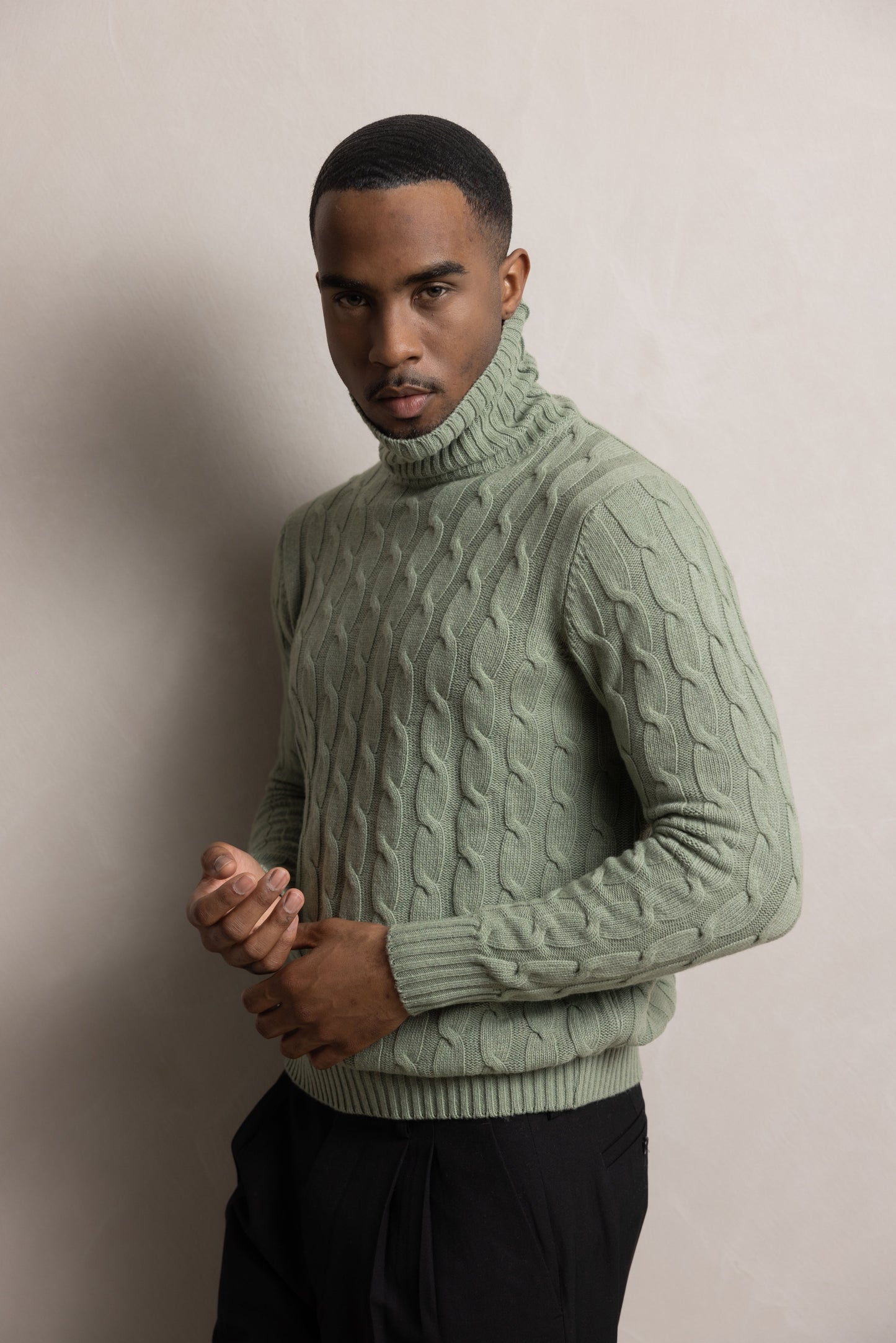 Cable Turtleneck | khaki