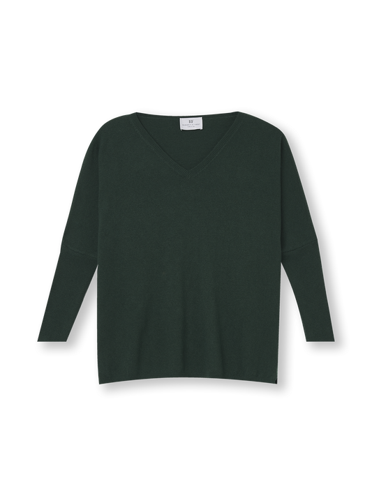 V-neck Cape Sweater | bottle green