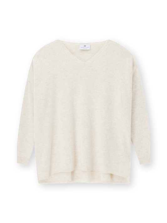 V-neck Cape Sweater | beige melange