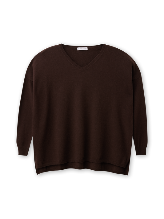 V-neck Cape Sweater | brown