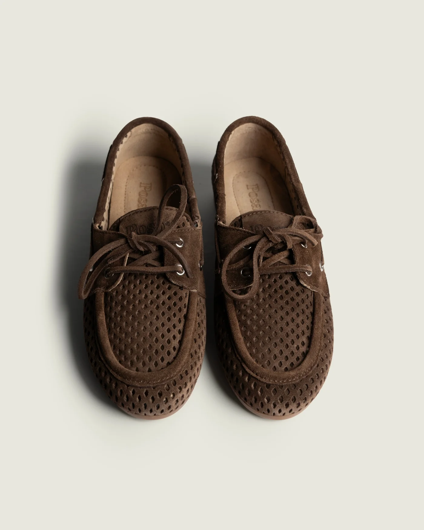 Boat Loafer Perforated - Suede | Dark brown