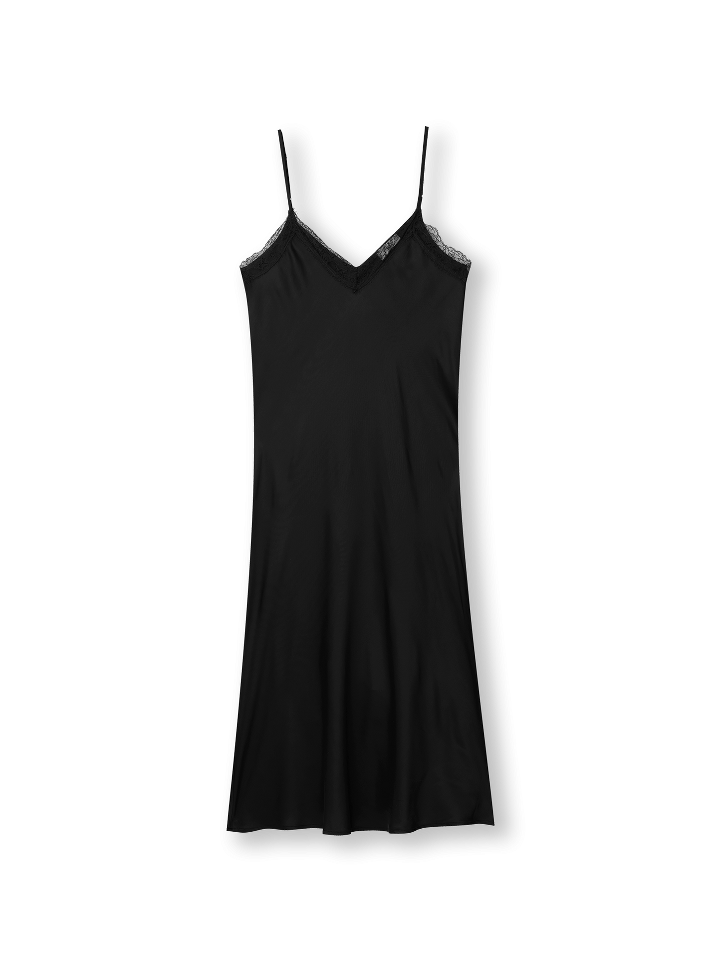 Slipdress with lace | black