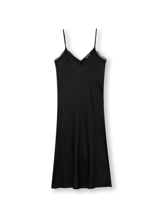 Slipdress with lace | black