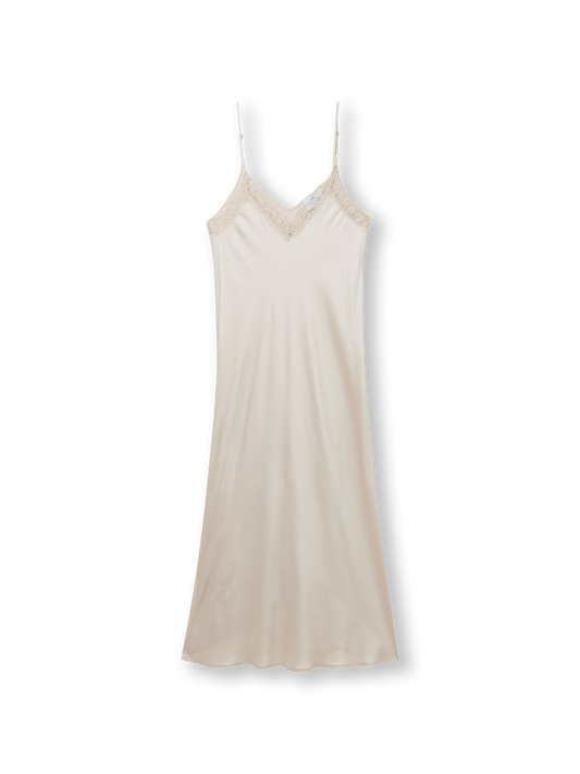 Slipdress with lace | champagne