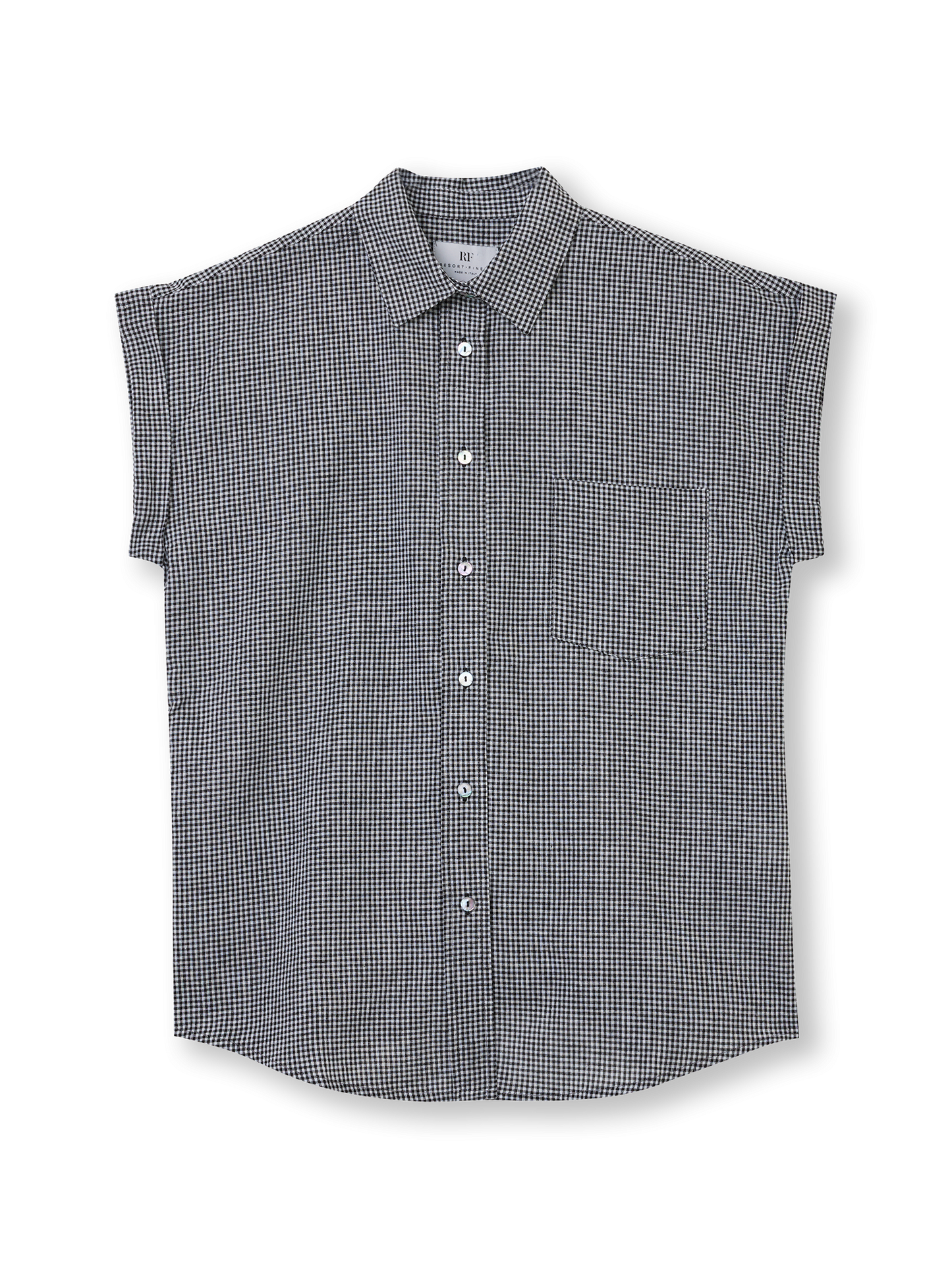 Blouse Vichy short sleeves | black/white