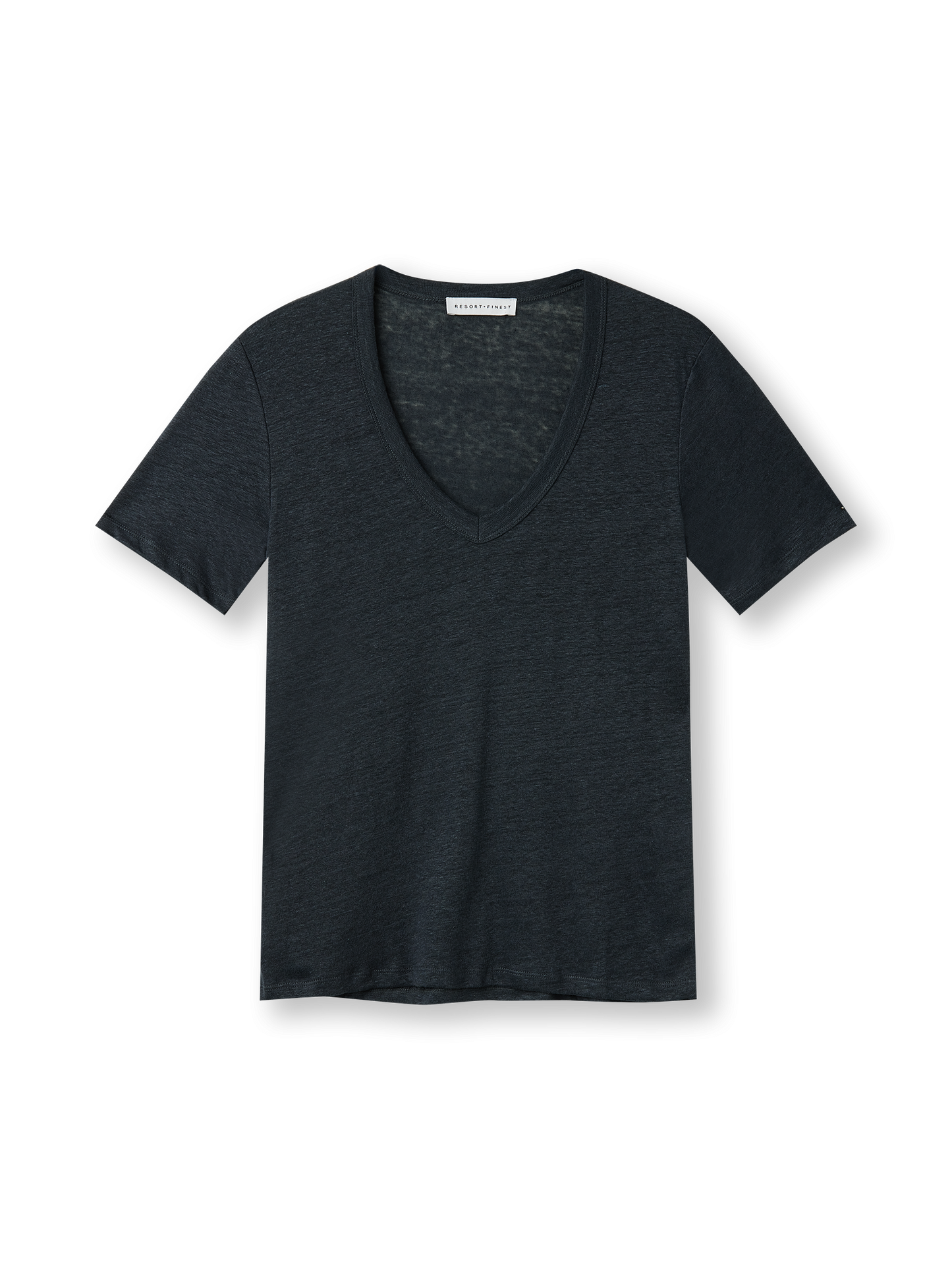 V-neck T-shirt | Linnen | navy