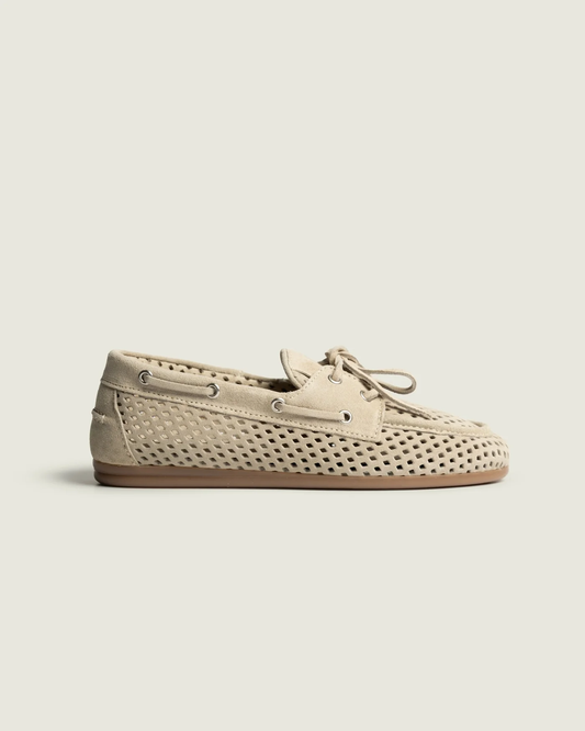 Boat Loafer Perforated - Suede | Light taupe