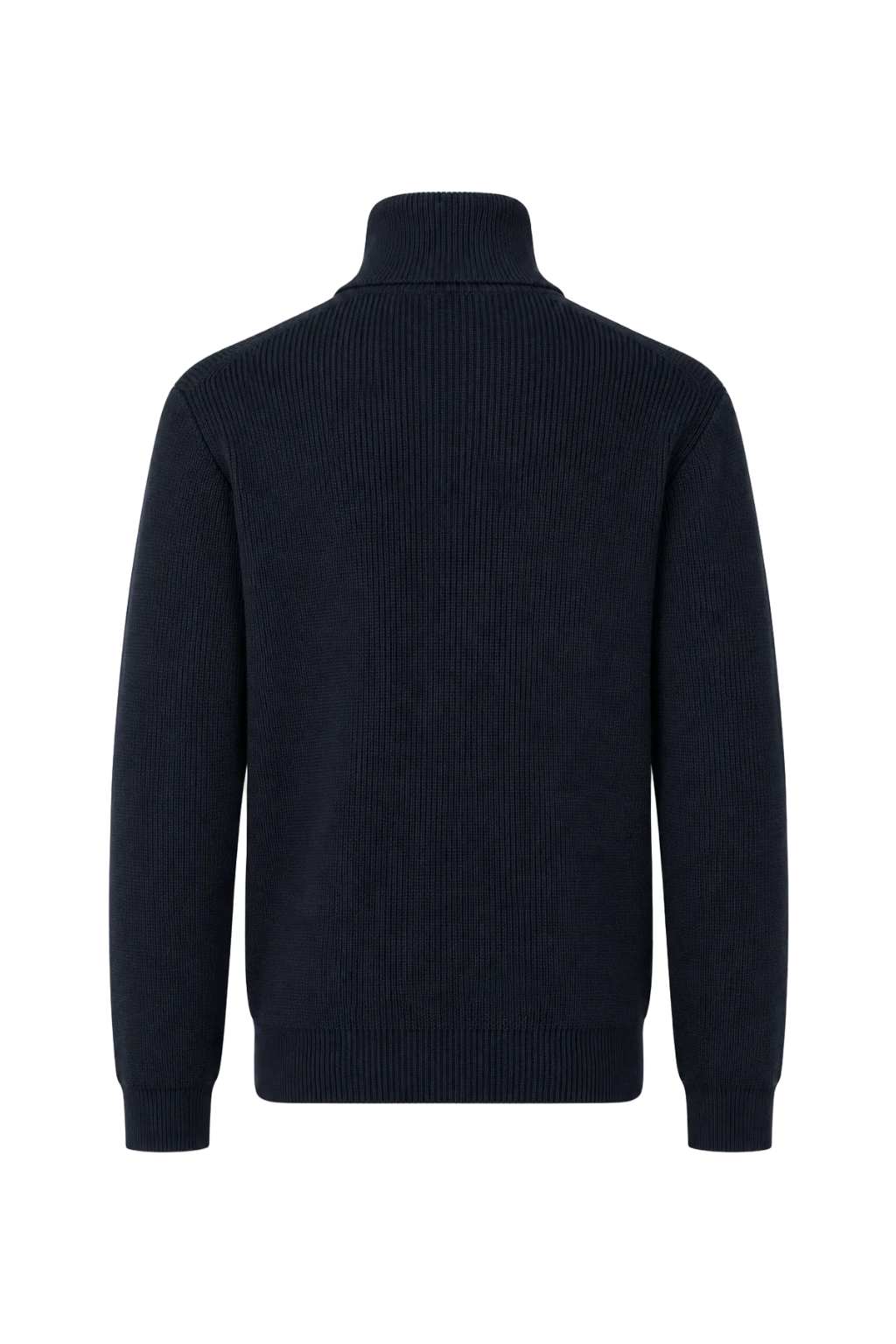 MEN'S KNITTED WOOL POLYESTER ZIPPED SWEATER | BLUE