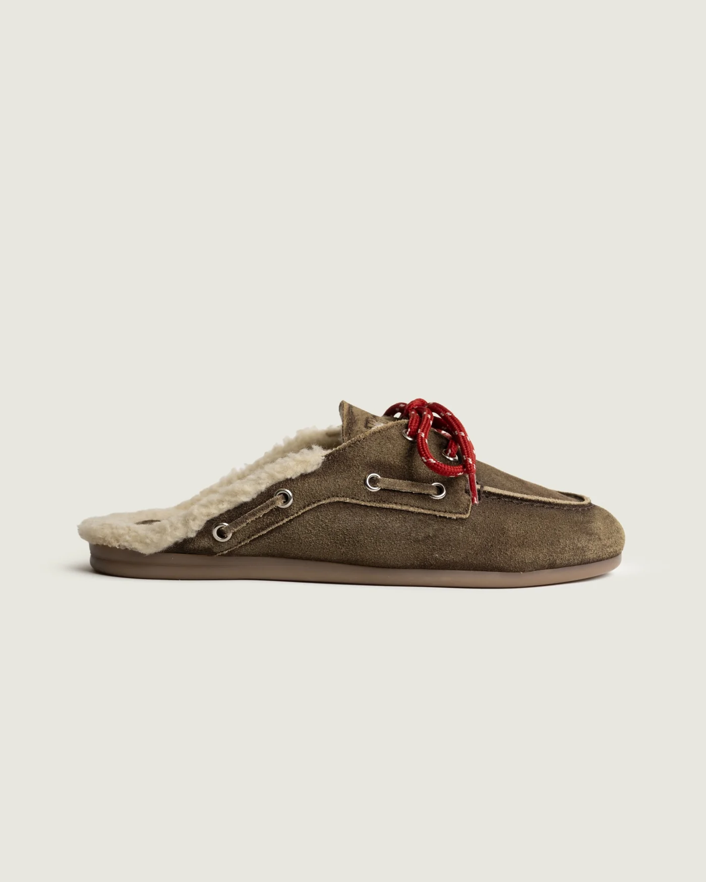 Boat Loafer Mule Fur - Suede | Dark brown