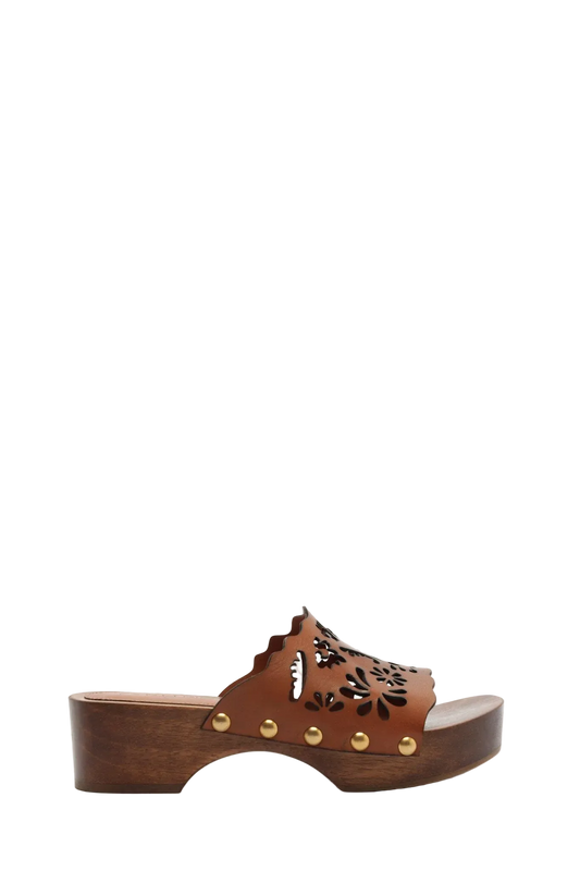 LACE LEATHER CLOG | SAND