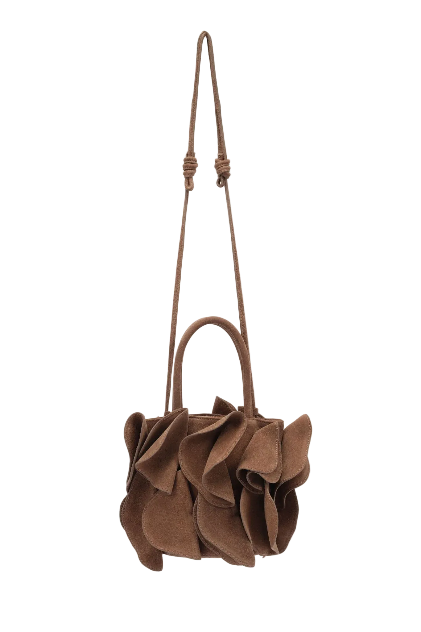 SUEDE FLOWER HANDBAG | SAND