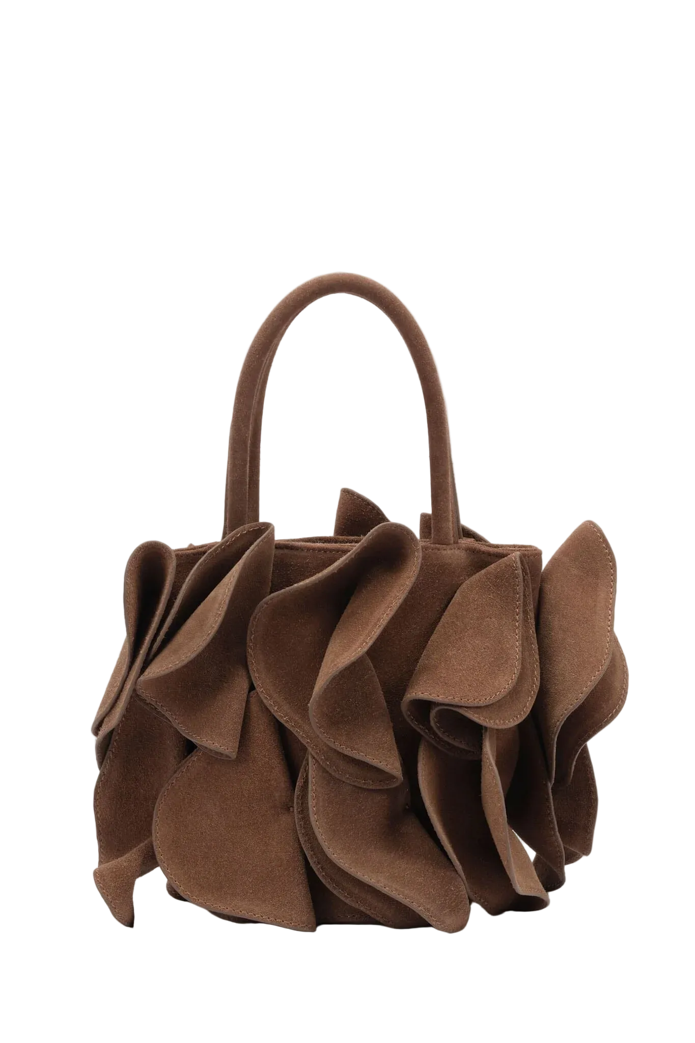 SUEDE FLOWER HANDBAG | SAND