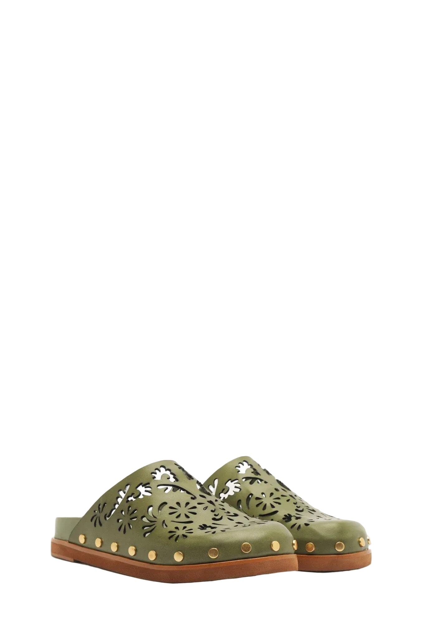 LACE LEATHER ANATOMIC MULE | SEAWEED GREEN