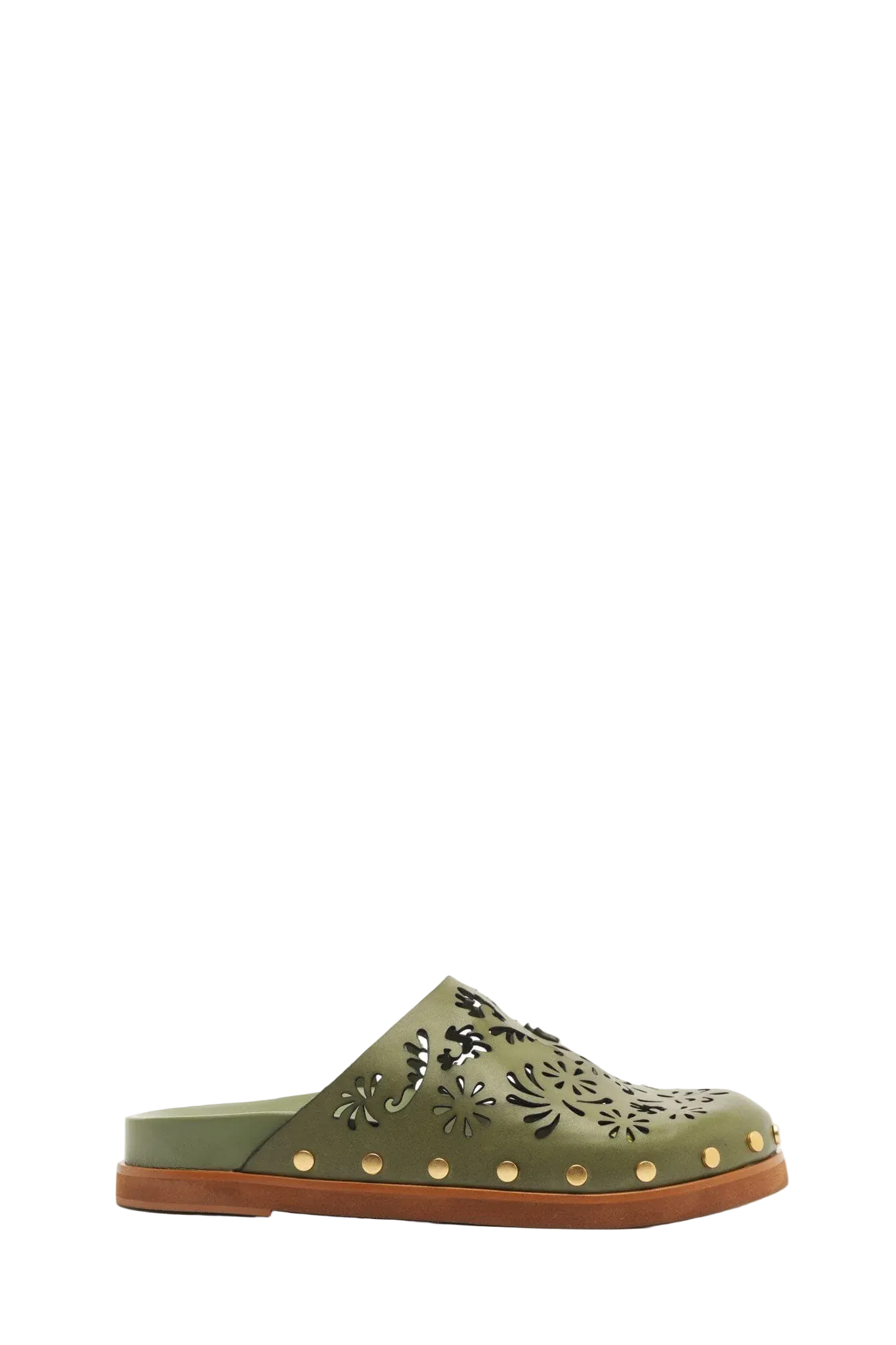 LACE LEATHER ANATOMIC MULE | SEAWEED GREEN