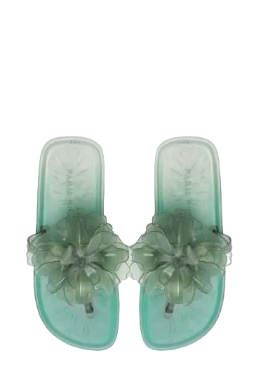 FLOWER JELLY FLAT SANDAL | MILITARY AND SAGE GR