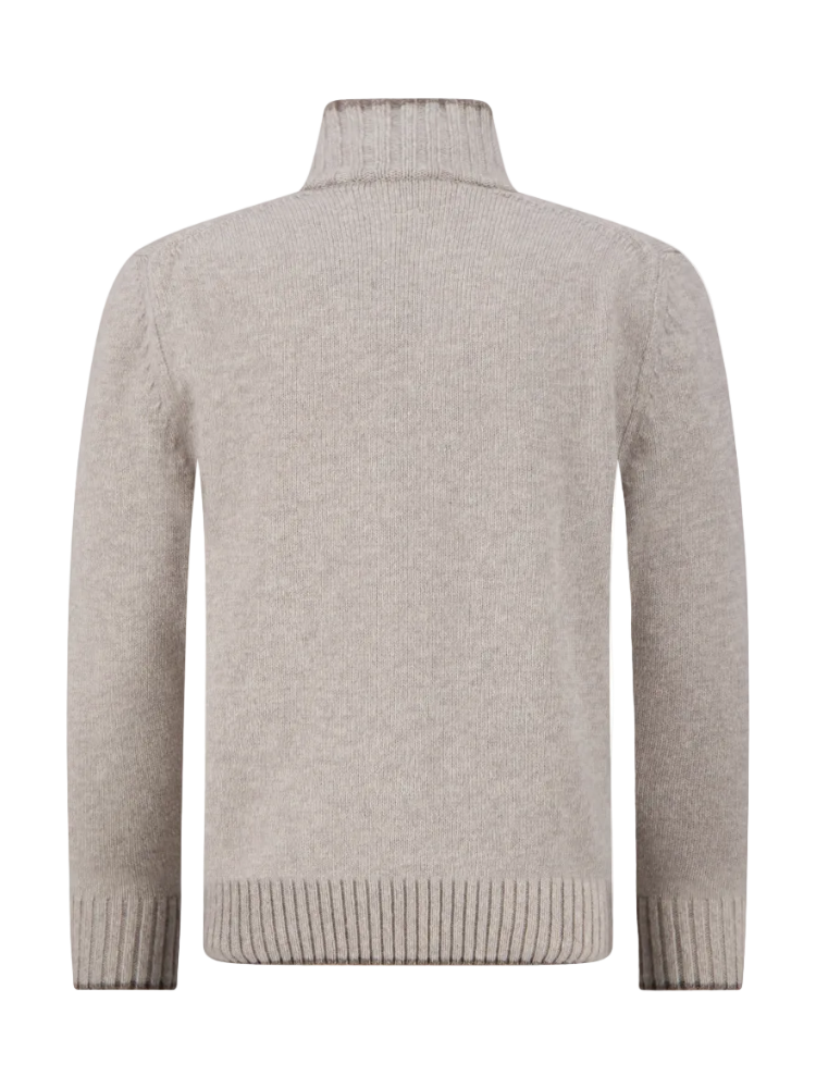 MEN'S KNITTED CASHMERE WOOL ZIPPED SWEATER | INTRECCIATO BEIGE -