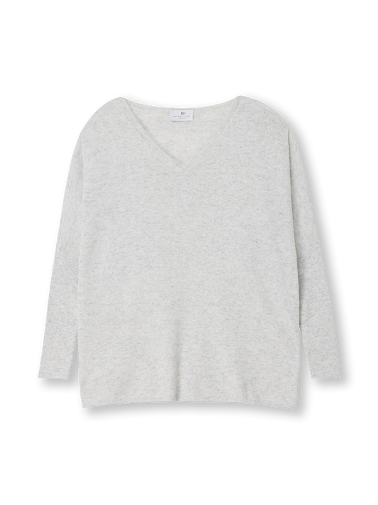 V-neck Cape Sweater | grey melange