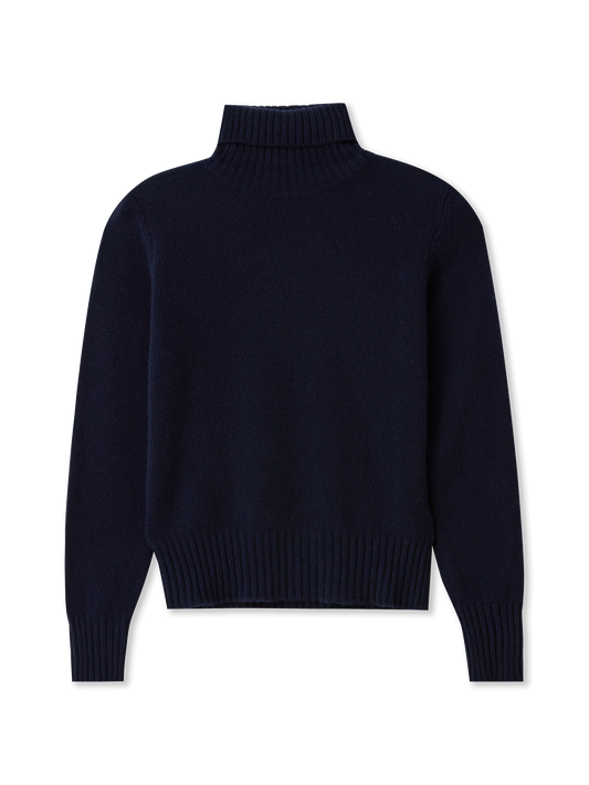 Turtle Neck Sweater | 100% Cashmere | navy