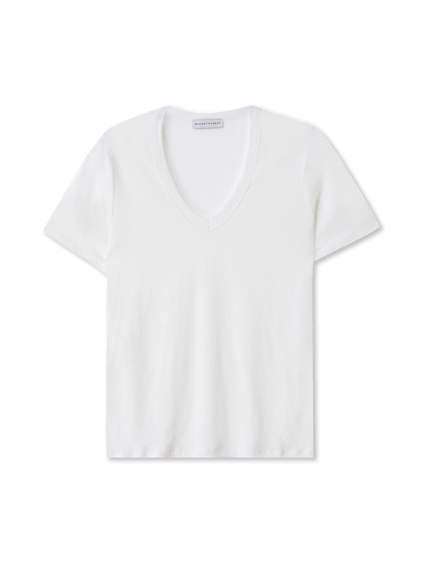 T-shirt V Hals | Linnen | white