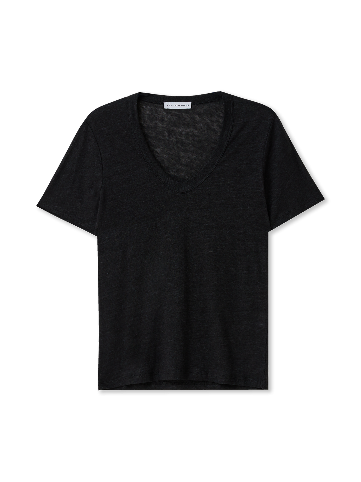 V-neck T-shirt | Linnen | black